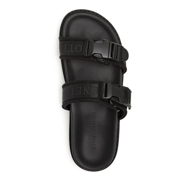 Bottega Veneta Other - NEW BOTTEGA VENETA Leather & Canvas Jacquard Logo Strap Slide Sandals Sz 39
